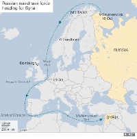 Руска бойна ескадра плува към Средиземно море