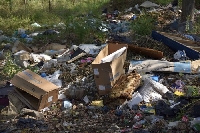Нерегламентирано сметище изникна край парка на Симитли, чистят го общински и горски служители