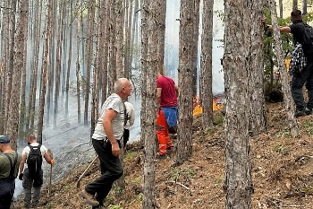 Пожарът над Симитли е локализиран, все още има активни огнища